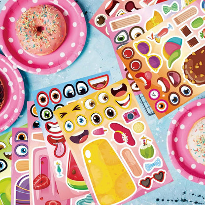24 PCS Fairy Stickers for Kids, Make a Face Sticker with 8 Unique Designs Fairy, Frog, Mushroom, Make Your Own Stickers for Girls Birthday Party Favors, Goodie Bags, DIY Crafts