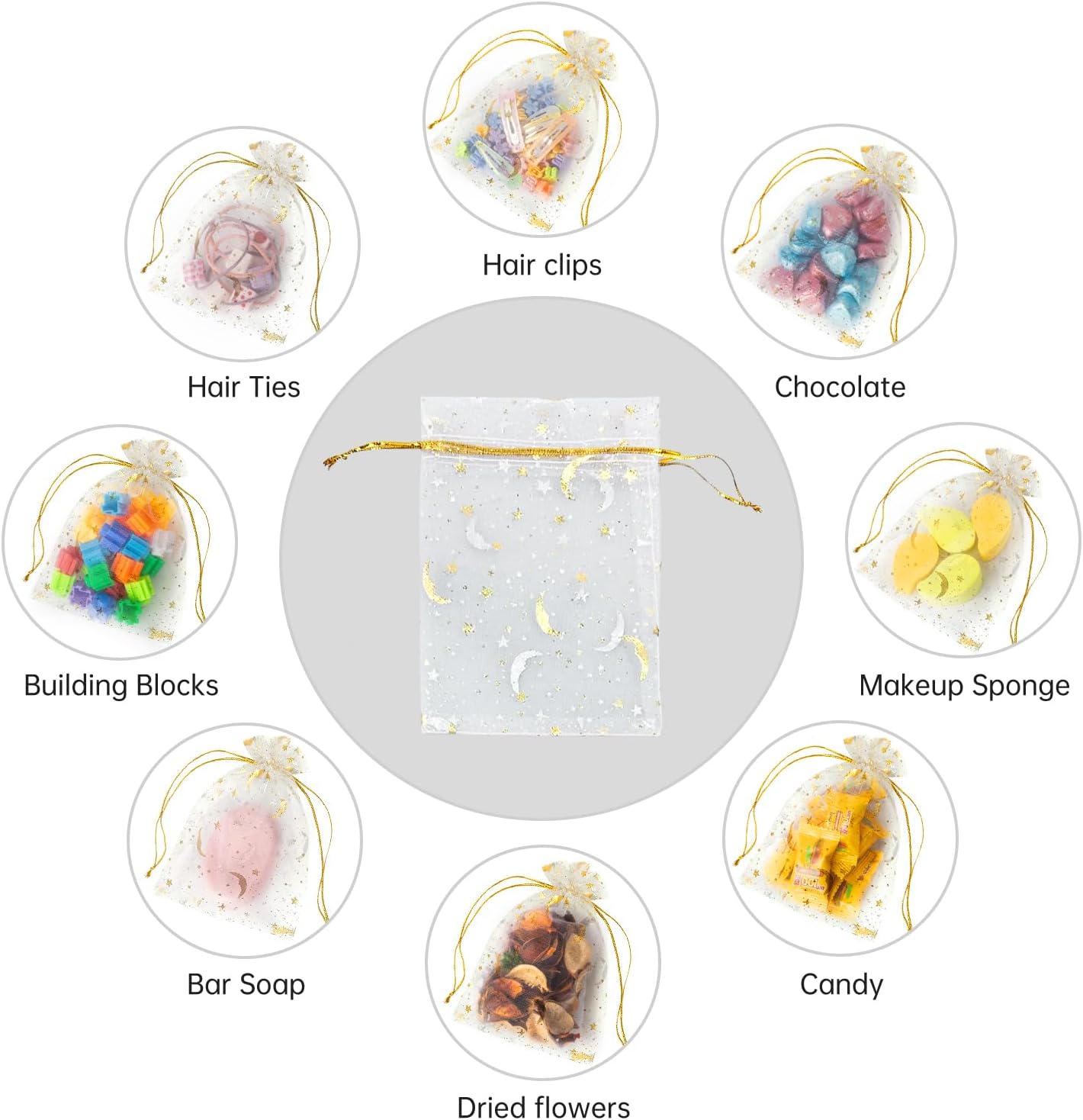 100PCS White Organza Bags, 4x6 Inch Small Mesh Bags Drawstring, Jewelry Gift Bags for Easter, Party, Festival, Bathroom Soaps, Makeup