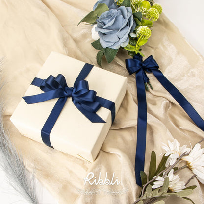 Ribbli Double Faced White Satin Ribbon,3/8” x Continuous 25 Yards,Fabric Ribbon use for Bows Bouquet,Gift Wrapping,Floral Arrangement