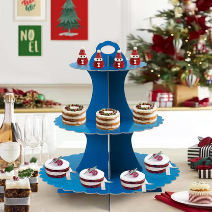 Soleebee 3-Tier Cupcake Stand, Cardboard Cupcake Tower, Dessert Cup Cake Stand Tower for Birthday Wedding Party Decoration, Cupcake Tier Stand 1 Set (Black)