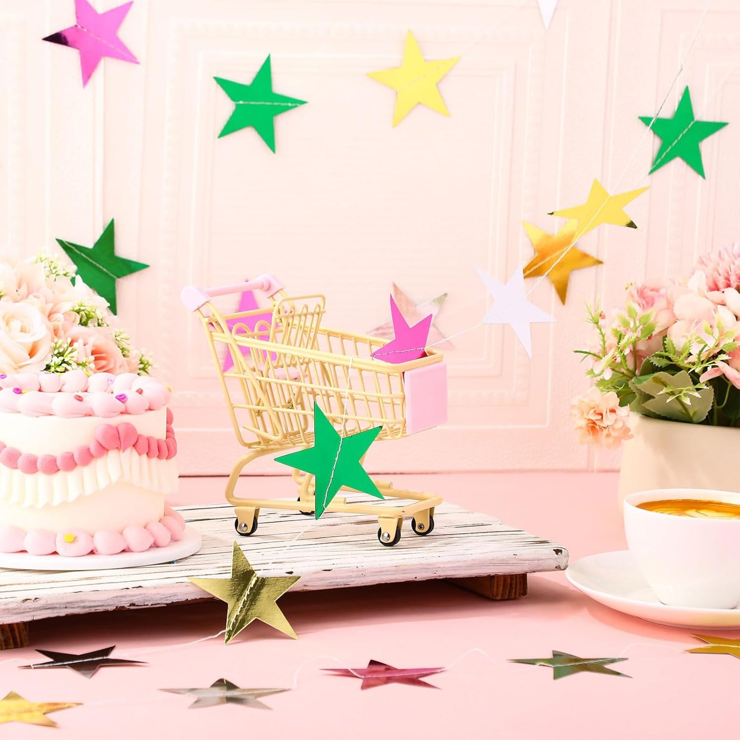 Patelai Glitter Star Garland Banner 2026 Graduation Decor 130 Feet Star Hanging Banner Twinkle Backdrop for Party Birthday Classroom Wedding Supplies(Gold)