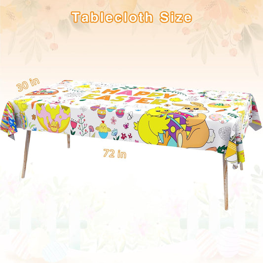 Easter Coloring Tablecloth for Kids, Giant 72 x 30 Inch Coloring Poster, Easter Party Decorations Table Cloth for Crafts Activities, Classroom & Home & Office (Multicolor-Easter)