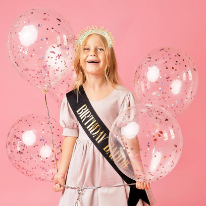 Chanaco Birthday Sash and Headband For Women Birthday Girl Sash Party Decorations Gold and Black Crown Outfit Baddie Accessories Trendy Gifts Dress