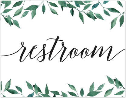 Andaz Press Wedding Party Signs, Natural Greenery Green Leaves, 8.5x11-inch, Bridal Shower Scavenger Hunt, 1-Pack - Colors B