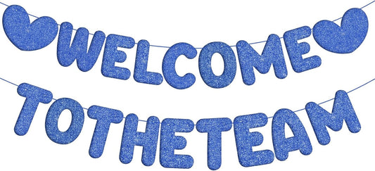 Welcome to the Team Banner, Navy Blue Welcome Sign, Glitter DIY Welcomes Banner for Office, Perfect Welcomes Party Supplies for New Employee, Coworker, Colleague, Staff, Includes Stringing Tool