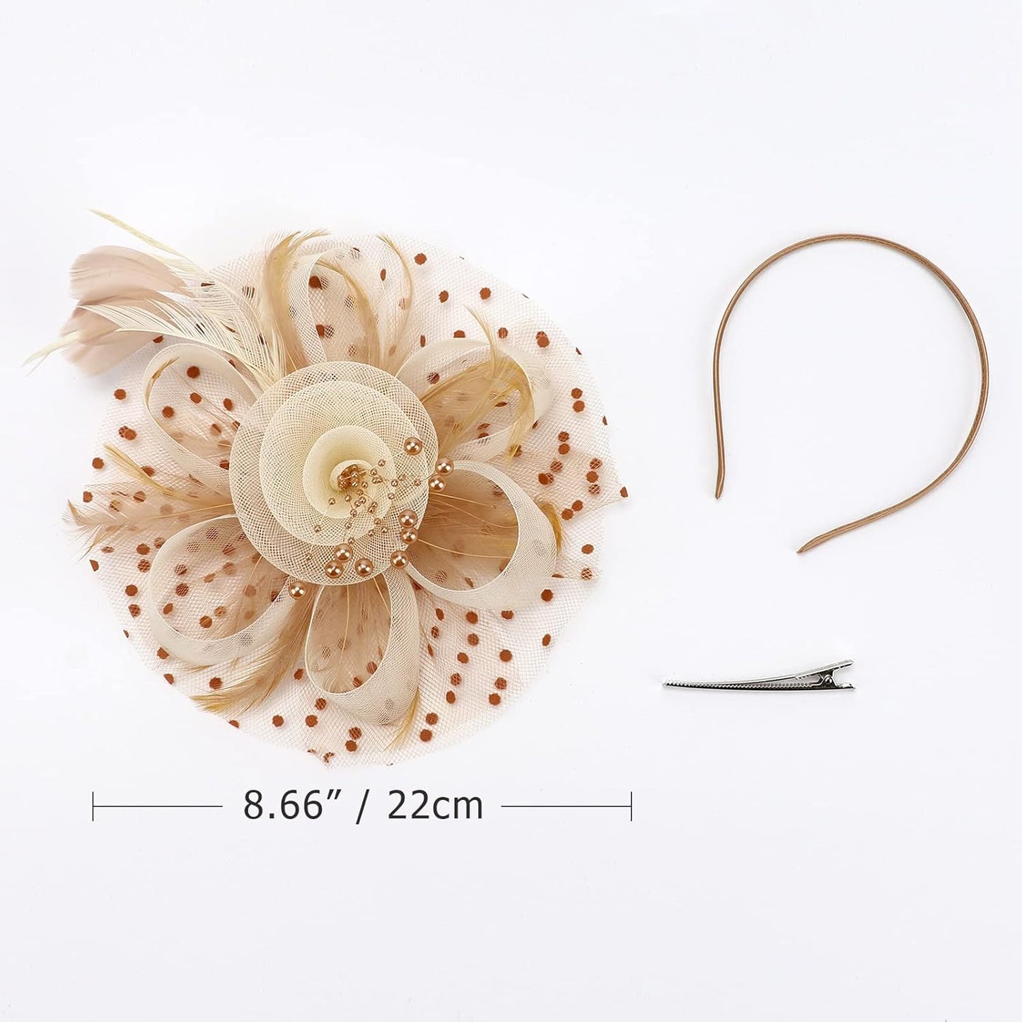 DRESHOW Fascinators Hat Flower Mesh Ribbons Feathers on a Headband and a Clip Tea Party Headwear for Girls and Women - Colors A