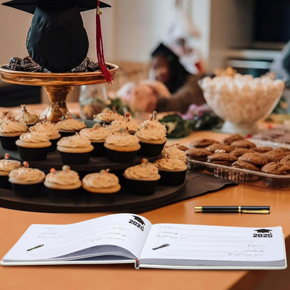 Frienda 2026 Graduation Guest Book Leather Guest Sign in Book with Pen Graduation Party Favors Congratulation Graduates Signature Books(Class of 2026,Black, Gold)