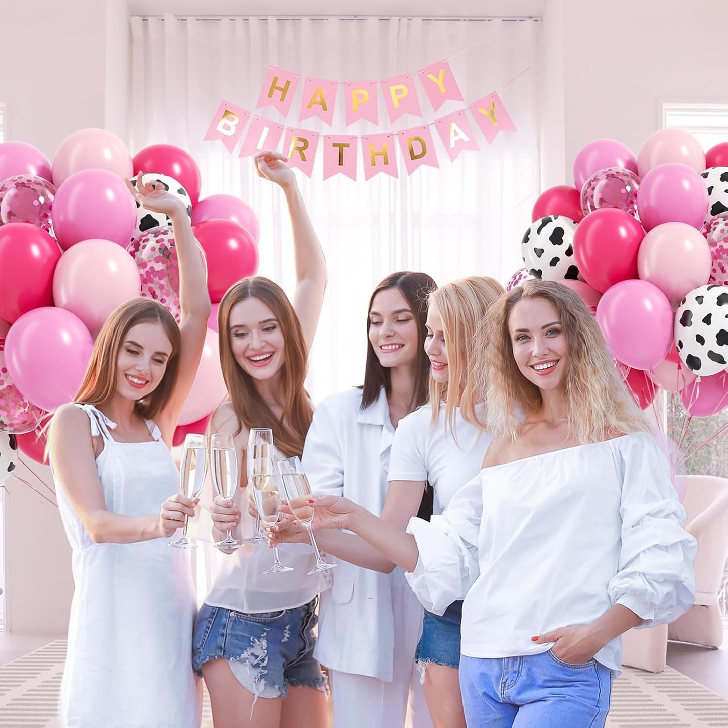 Light Pink and White Balloons, 60pcs 12inch Pearl Light Baby Pink Confetti White Balloons for Wedding Bridal Shower Baby Shower Pink Birthday Decorations