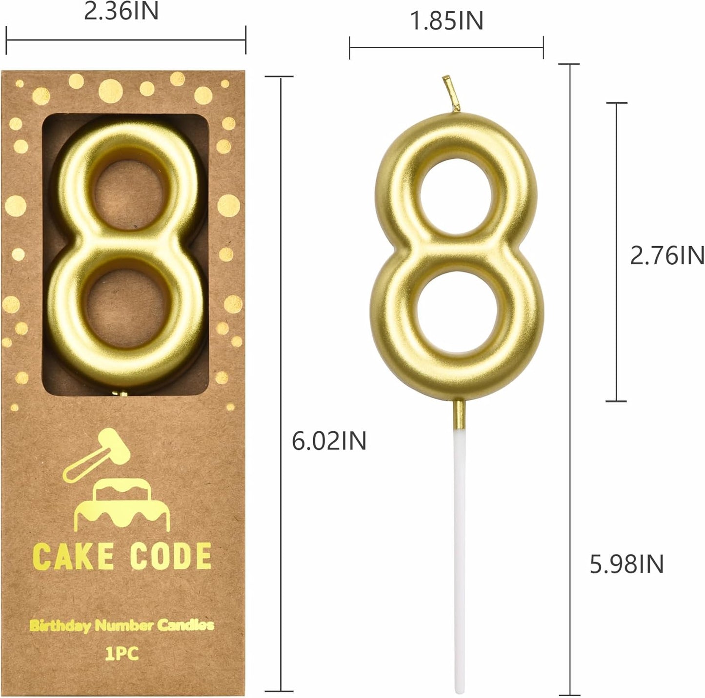2.76 Inch Classical Gold 5 Number Birthday Candles, Gold Number Candles, Cake Number Candles, Party Celebration