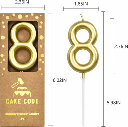 2.76 Inch Classical Gold 5 Number Birthday Candles, Gold Number Candles, Cake Number Candles, Party Celebration