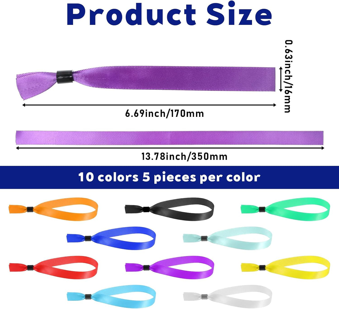 50 Pcs Cloth Event Wristband Disposable Fabric Bracelets Party Entrance Identification Wrist Strap for Concert Club Admission Summer Camp Festival VIP Drink Ticket ID
