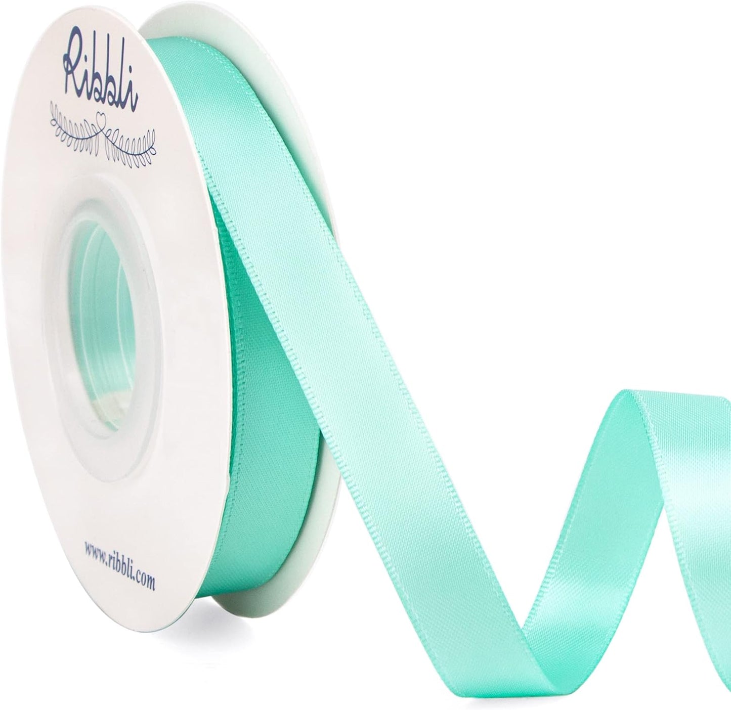 Ribbli Double Faced White Satin Ribbon,3/8” x Continuous 25 Yards,Fabric Ribbon use for Bows Bouquet,Gift Wrapping,Floral Arrangement