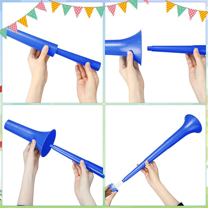 2 Pcs Stadium Horn for Adult, 21 Inch Vuvuzela Plastic Collapsible Cheering Trumpets for Sporting Events Football Carnival Party (Blue)
