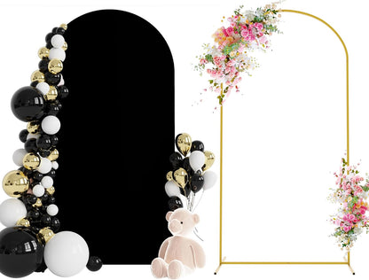 Wokceer 7.2 FT Wedding Arch Backdrop Stand and White Arch Cover, Metal Arch Stand with Arch Stand Cover for Birthday Party Wedding Ceremony Bridal Baby Shower Event Decor