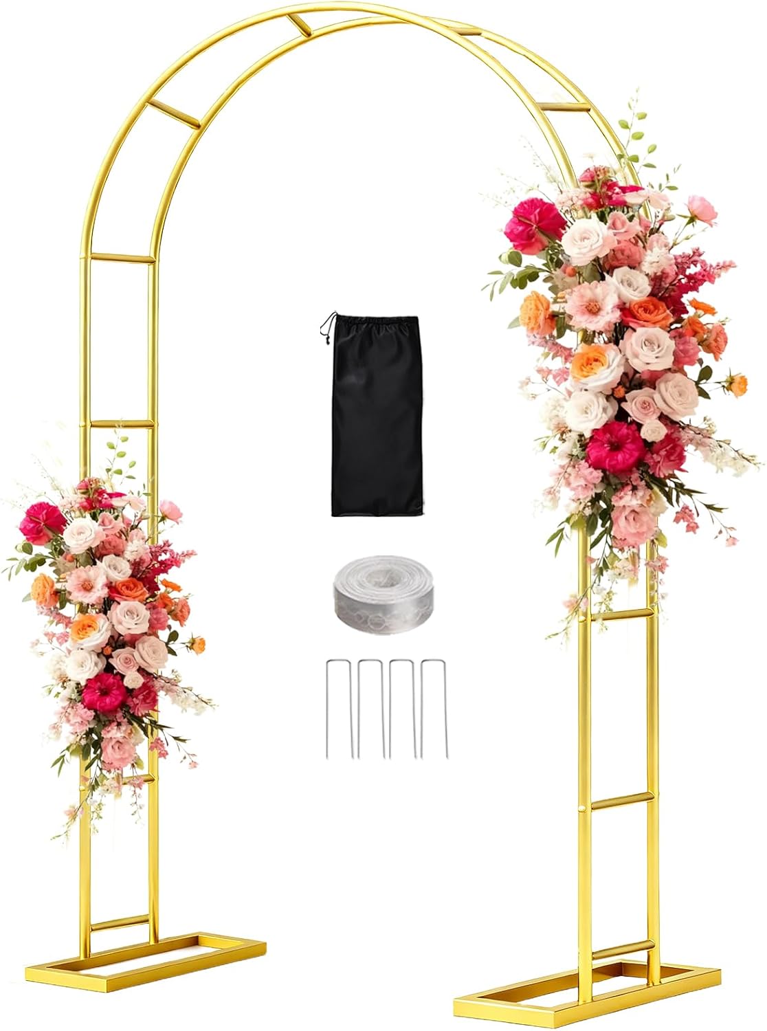 WellSign Wedding Arch Backdrop Stand 7.2FT, 6FT Set of 2, Gold Metal Balloon Arch kit Stand for Gender Reveal Ceremony Engagement Anniversary Bridal Valentine Party Event Decoration