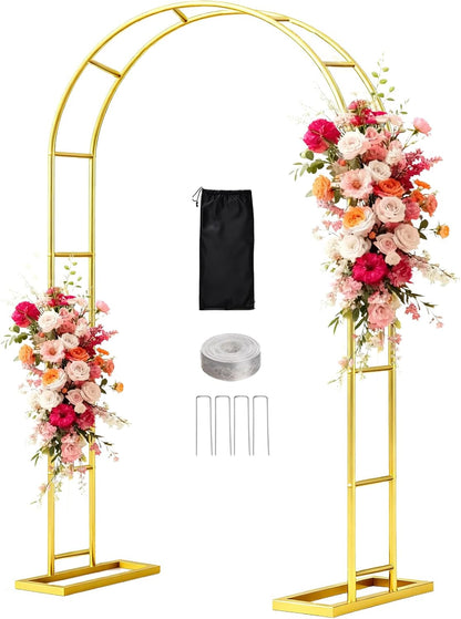 WellSign Wedding Arch Backdrop Stand 7.2FT, 6FT Set of 2, Gold Metal Balloon Arch kit Stand for Gender Reveal Ceremony Engagement Anniversary Bridal Valentine Party Event Decoration