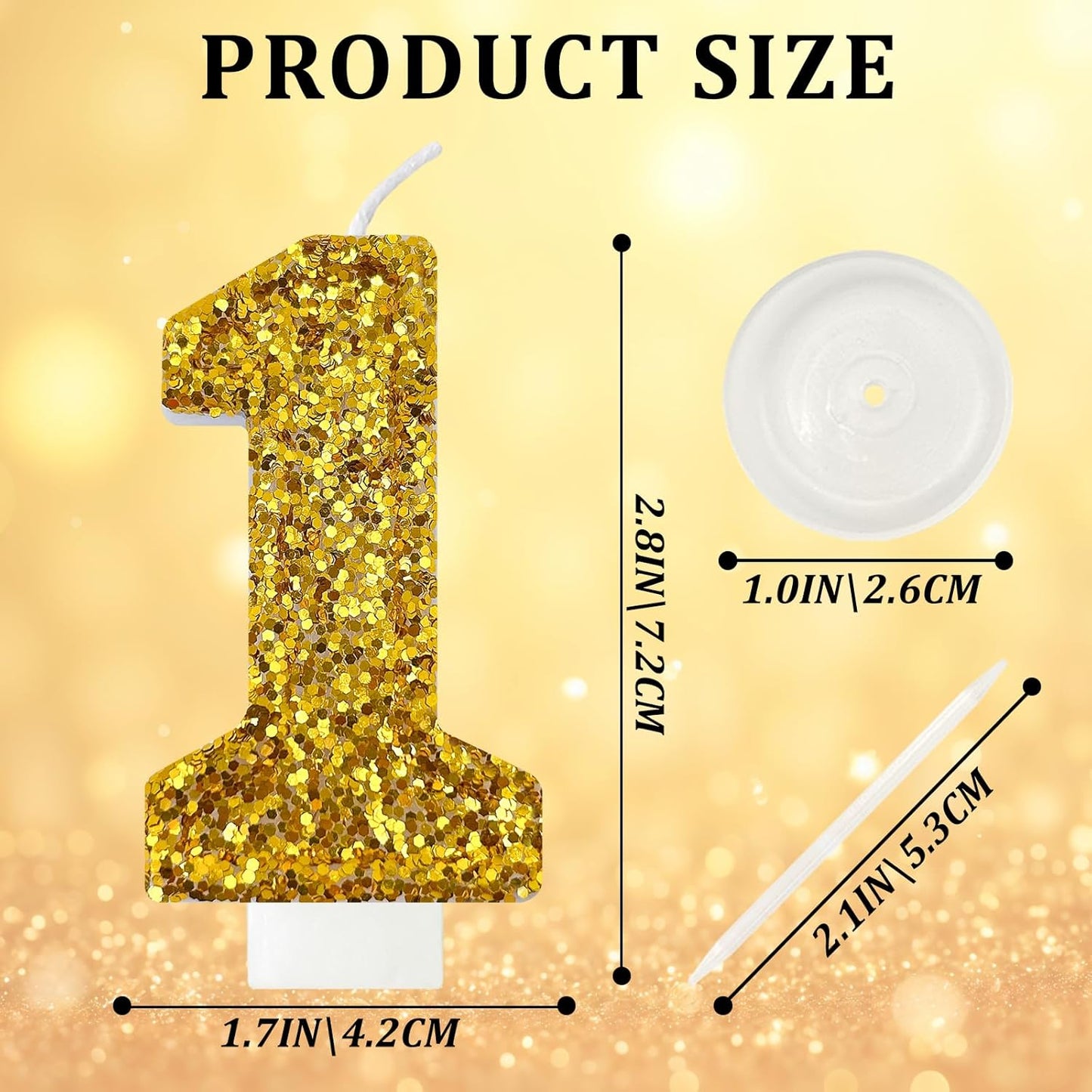 Birthday Number Candles, Glitter Number Candle Cake Decorations with Sequins, Cupcake Decorations for Girls, Women, Party Anniversary Celebrations (Number 6, Purple)