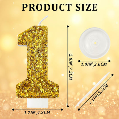 Birthday Number Candles, Glitter Number Candle Cake Decorations with Sequins, Cupcake Decorations for Girls, Women, Party Anniversary Celebrations (Number 6, Purple)