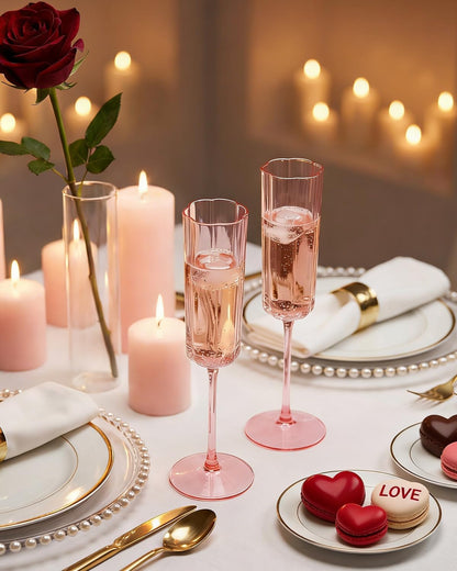 Ciaell 24 Pack Plastic Champagne Flutes - 6oz Ribbed Disposable Champagne Glasses - Clear Vintage Mimosa Glasses with Long Stem, Elegant for Weddings, Birthdays, Party