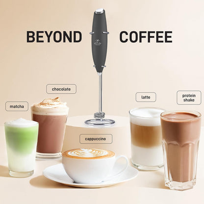 Zulay Kitchen Powerful Milk Frother Wand With Duracell Batteries - Ultra Fast Handheld Drink Mixer - Electric Whisk Foam Maker for Coffee, Lattes, Cappuccino & Matcha - Z1 Motor - Black - Colors A