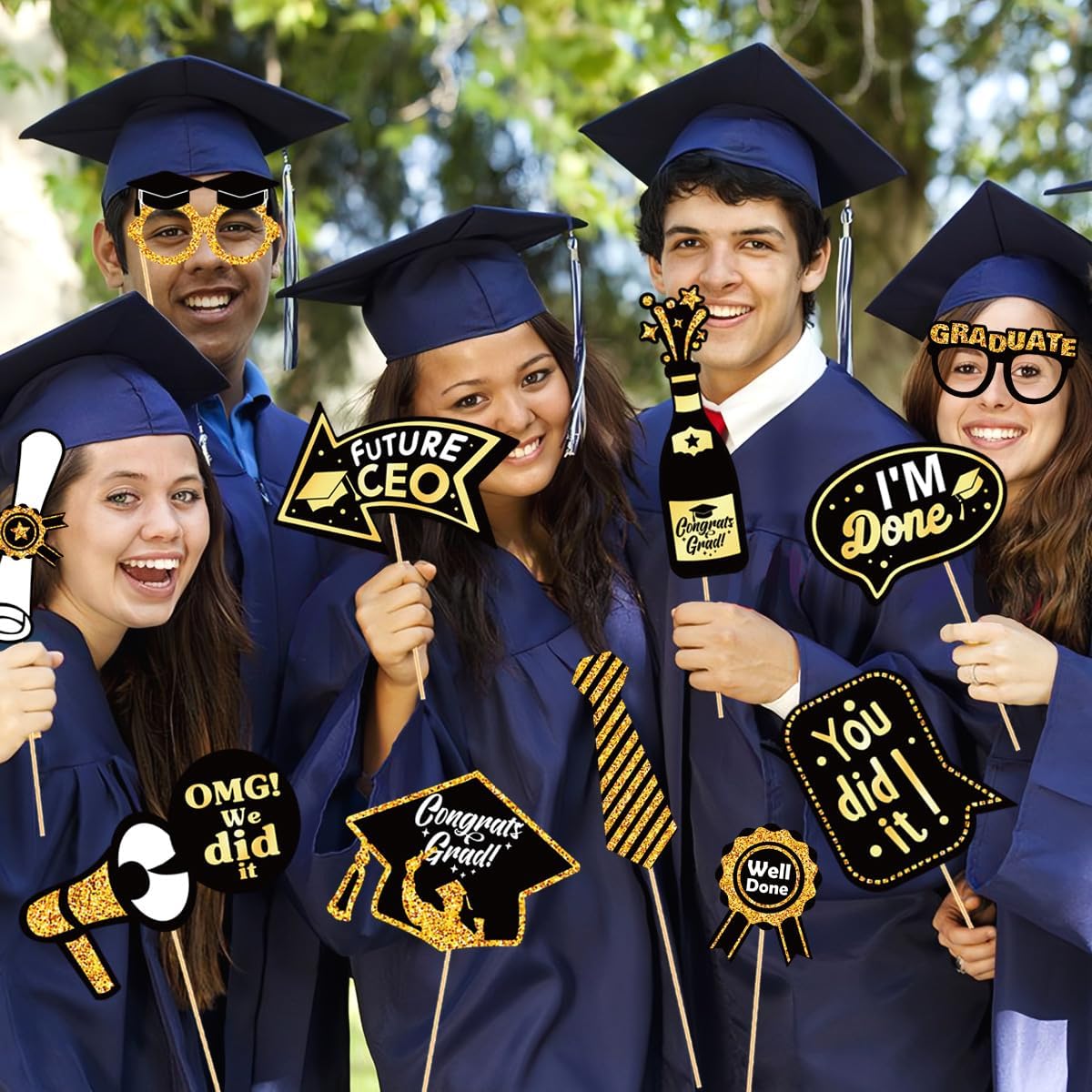 30 Pcs Graduation Photo Booth Props 2026,Grad Party Supplies for College, Graduation Deco Class Favors Supplies, Party Decorations Set Picture Props