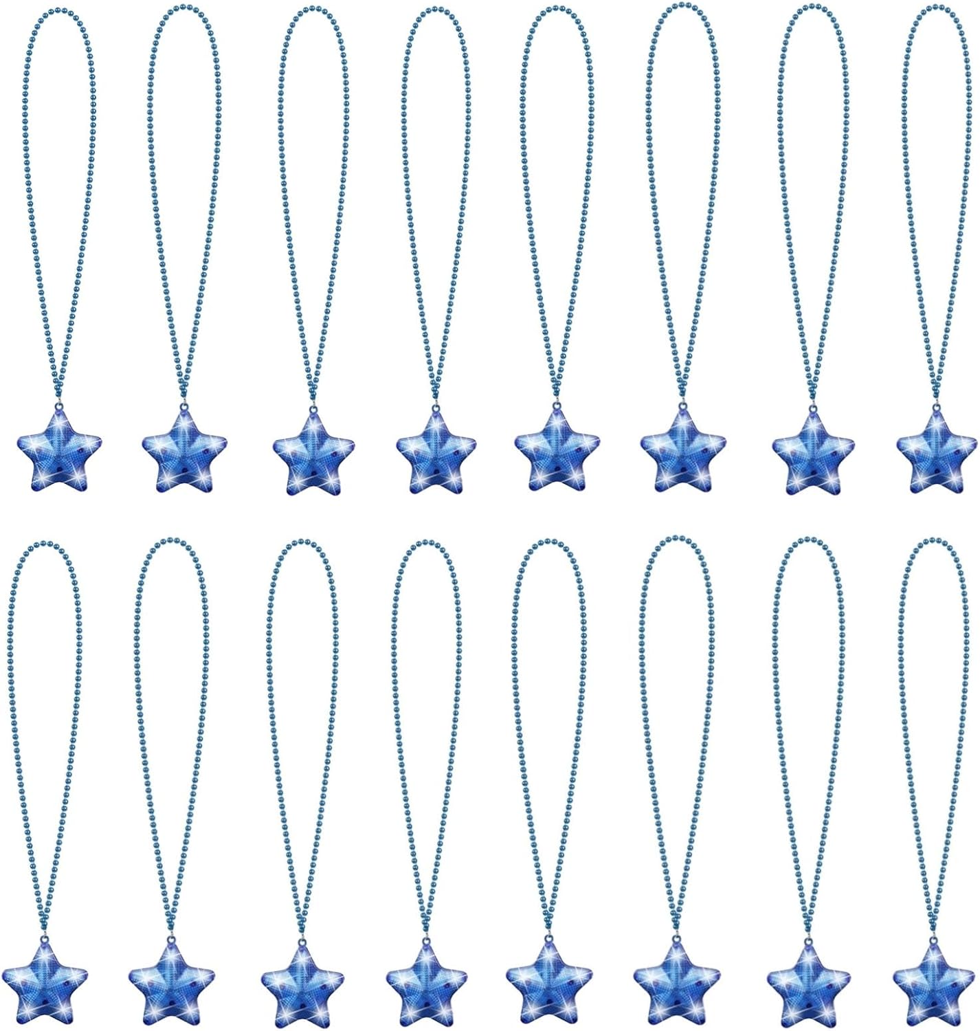 16 Pack Light Up Necklaces Flashing Star Bead Necklaces Glow In The Dark Party Supplies for Weddings Birthday Valentines Mardi Gras July 4th Halloween Christmas