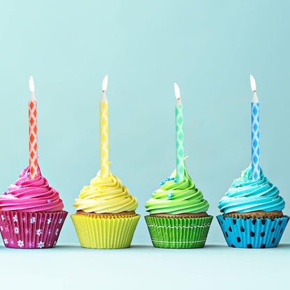 72-Count Birthday Candles Multicolored Spiral, Birthday Candles for Cake, Cupcake Candles, Party Celebration