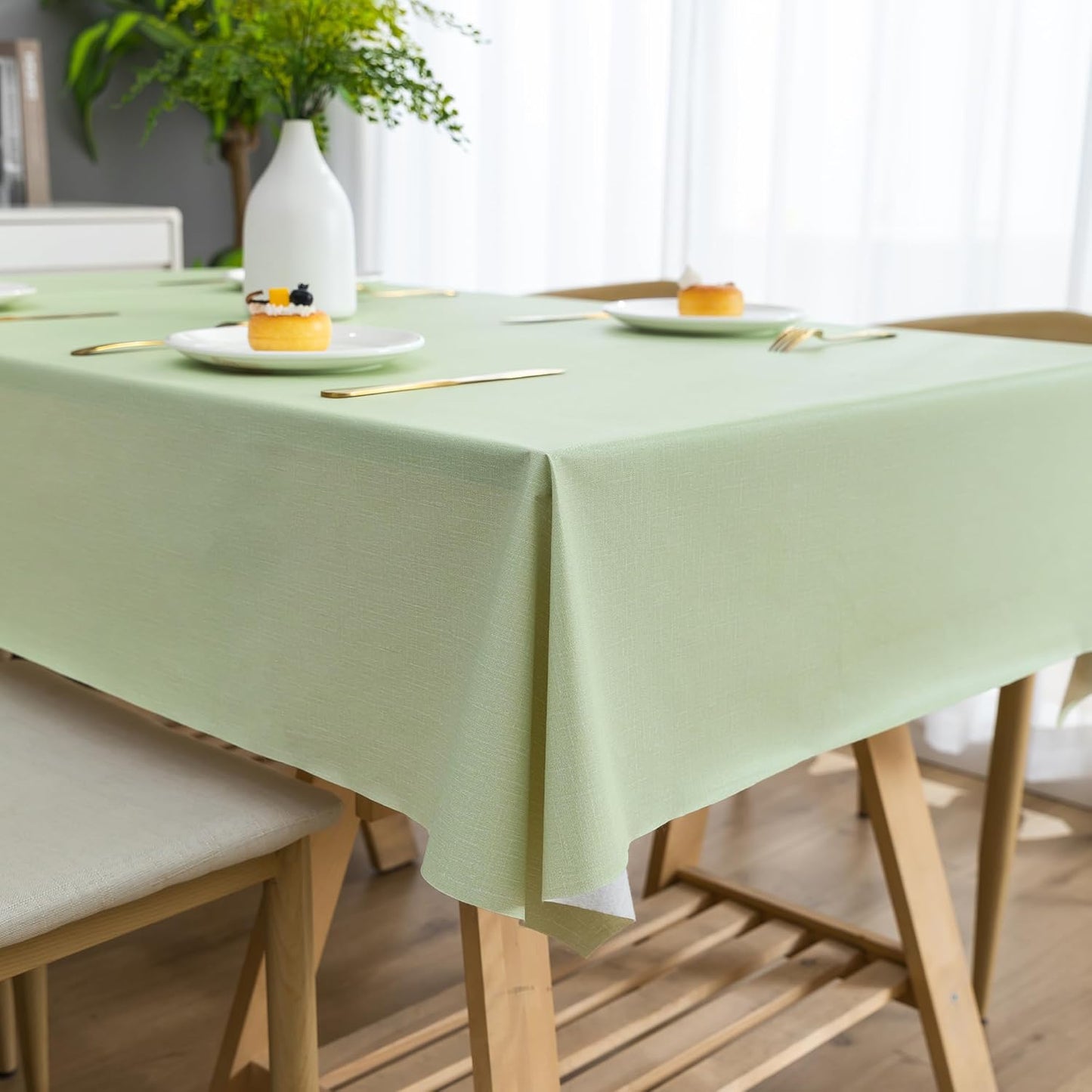Rectangle Table Cloth,100% Waterproof Tablecloth Oil Proof Spill Proof Vinyl Table Cloth, Wipe Clean Plastic Table Cover for Dining, Camping, Indoor and Outdoor 52" x 70",Leaves