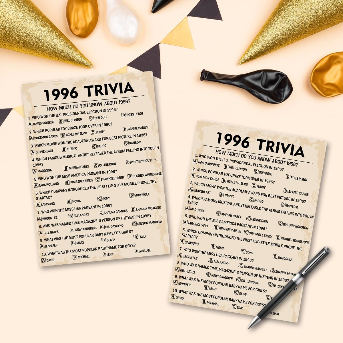 QUPT 40th Birthday Party Games, Movies in 1986 Games, Birthday Party Supplies for Adults, Fun 1986s Party Game，Pack of 30 Cards