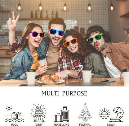 Party Sunglasses Bulk - Adult Retro Plastic Pack of 12 Vintage Sunglasses for Men Women - Party Favors