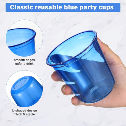 Ziliny 50 Pcs Disposable Stemless Glasses 12oz Crystal Plastic Wine Glasses Clear Classic Pet Cup for Meeting Weddings Birthdays Cocktail Christmas Party Supplies (Pink)