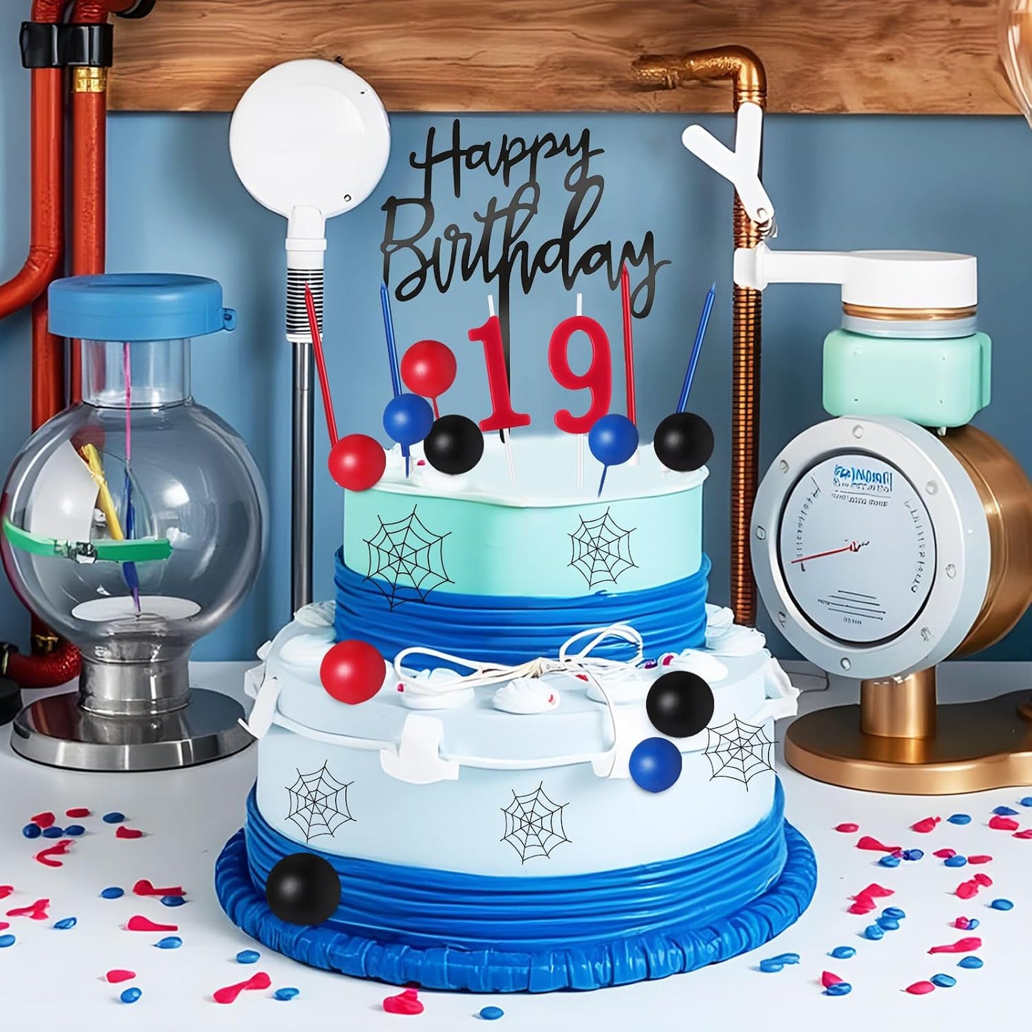 Yerliker 34 Pcs Happy Birthday Cake Toppers Decorations Birthday Candles DIY Cake Decor for Men Women Wedding Anniversary(Gold)