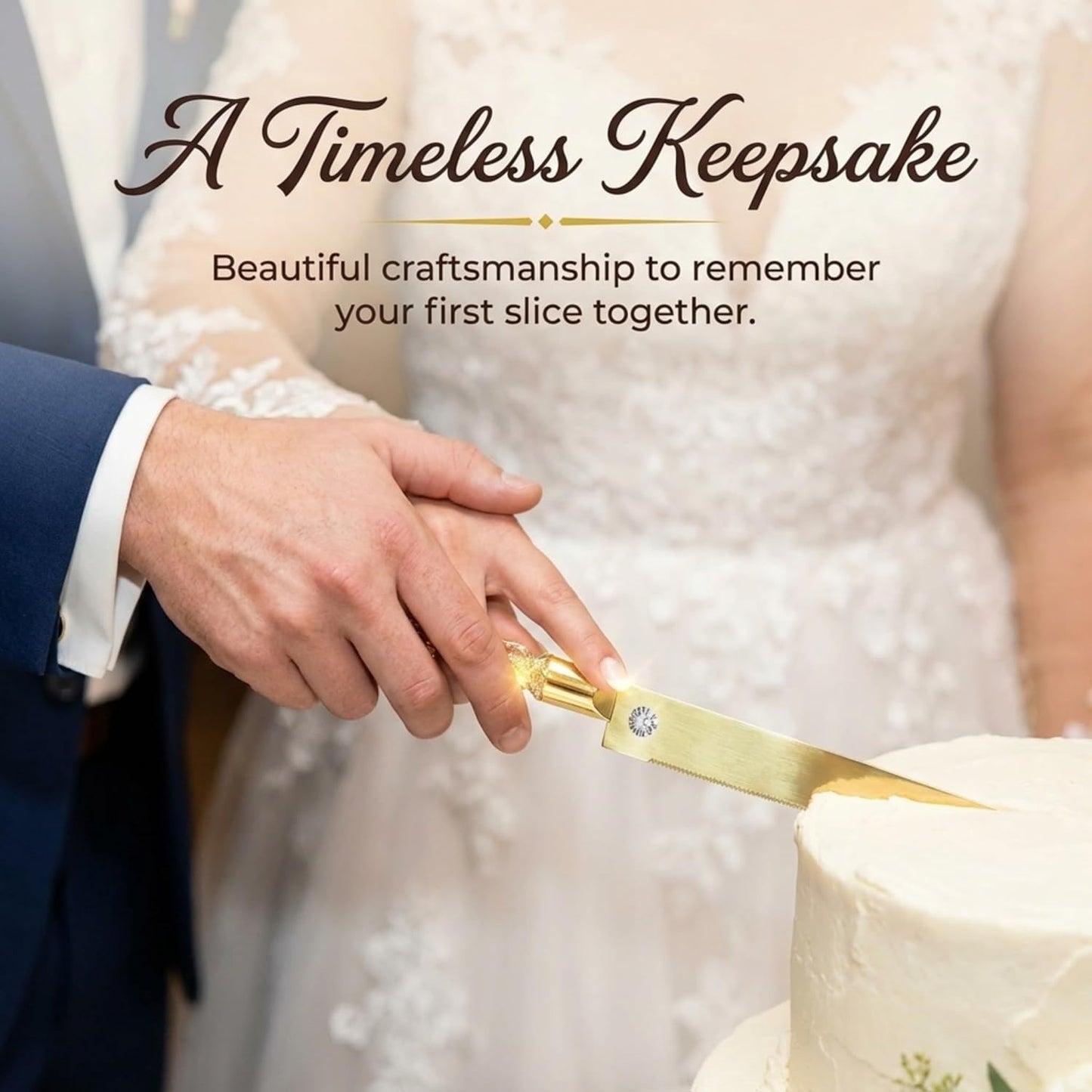 Homi styles Wedding Cake knife and Server Set | Elegant Rose Gold Color Premium 420 Stainless Steel plated Blades | Cake & Pie Serving Set for Wedding Cake, Birthdays, Anniversaries, Parties