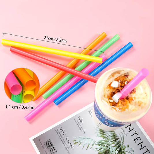 100 Pcs Jumbo Smoothie Straws,Colorful Disposable Wide-mouthed Large Straw.