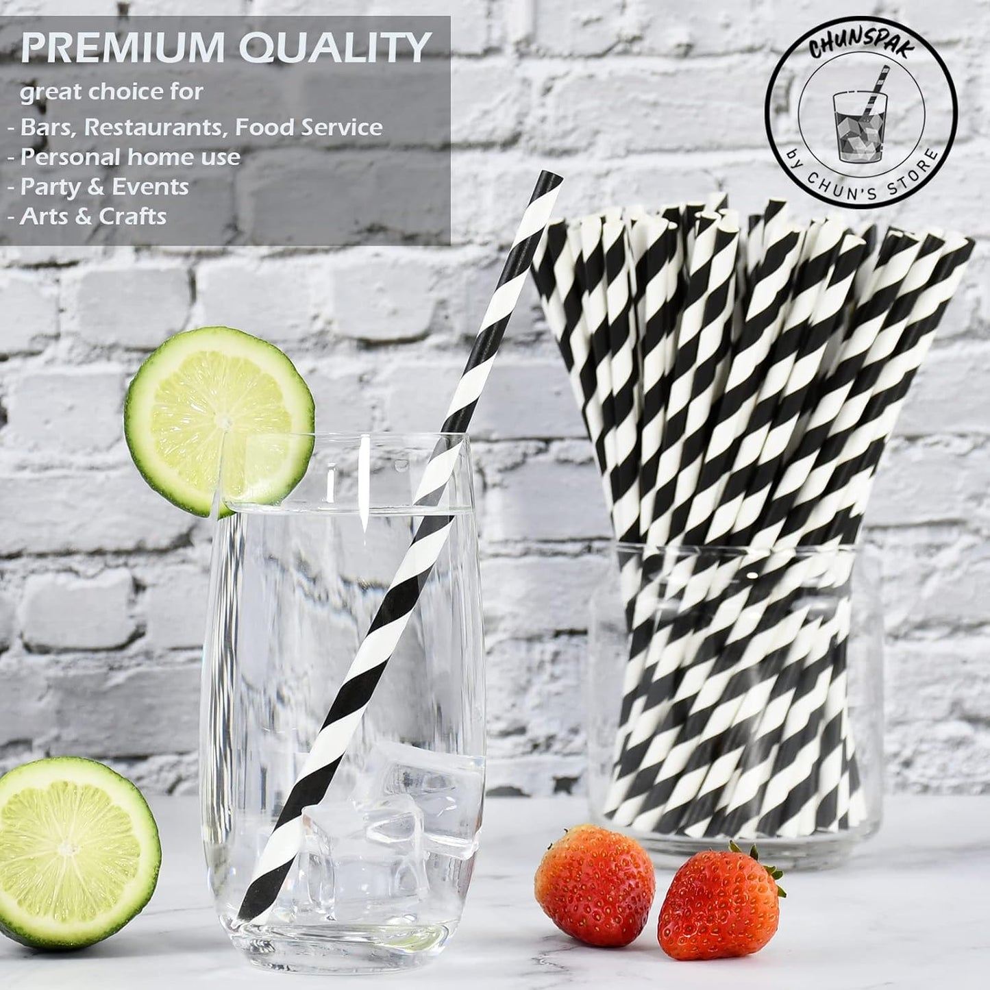 Black Paper Straws 1000 Count - 7.75" x 0.24", 100% Biodegradable & Compostable, Disposable Drinking Straws Bulk - Cocktail, Bars, Restaurants