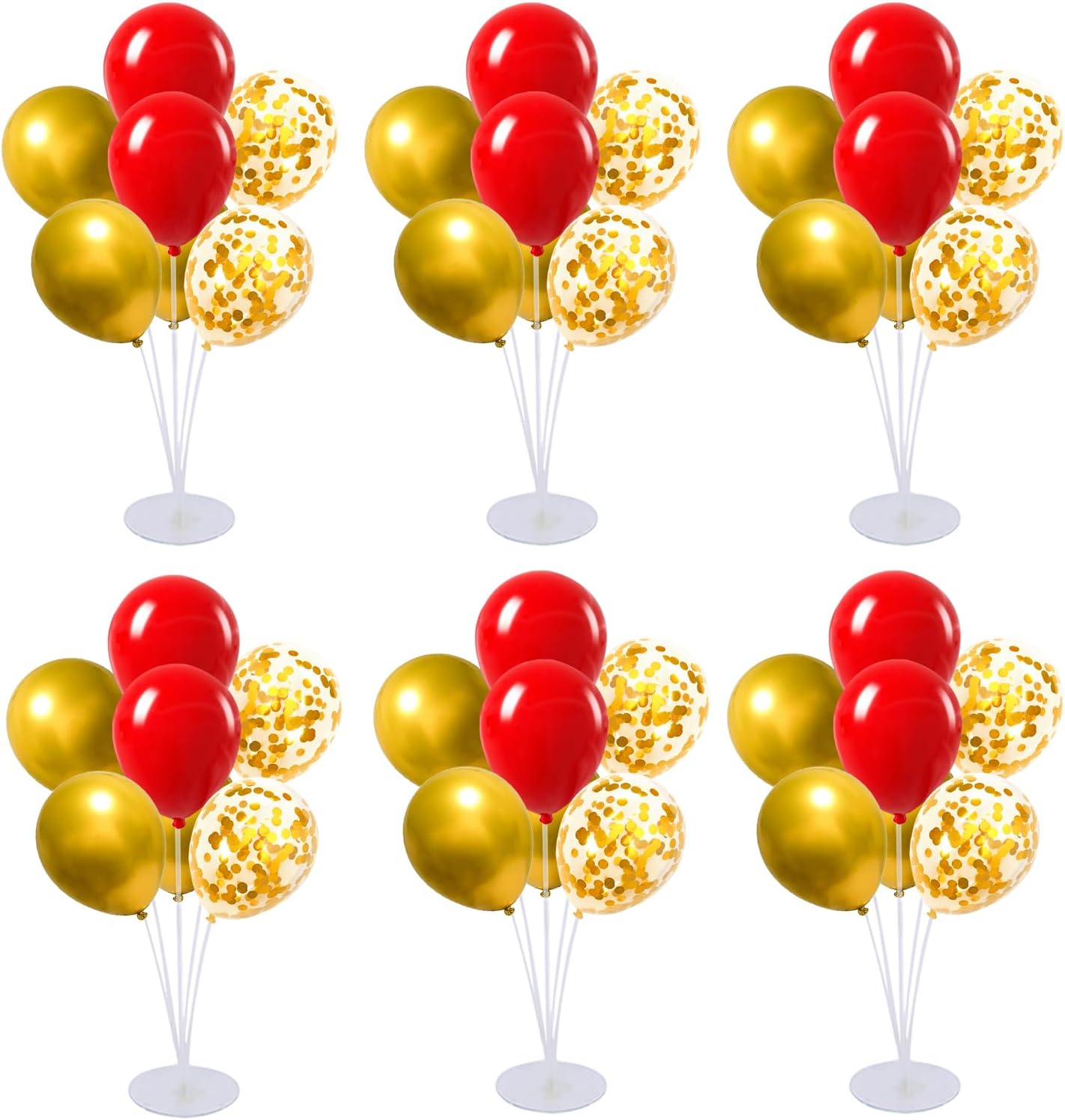 6 Set Balloon Stand Kit for Table Centerpieces With Balloon and Base Party Decorations for Birthday Wedding Retirement Graduation Baby Shower (Black Gold)