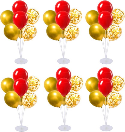 6 Set Balloon Stand Kit for Table Centerpieces With Balloon and Base Party Decorations for Birthday Wedding Retirement Graduation Baby Shower (Black Gold)