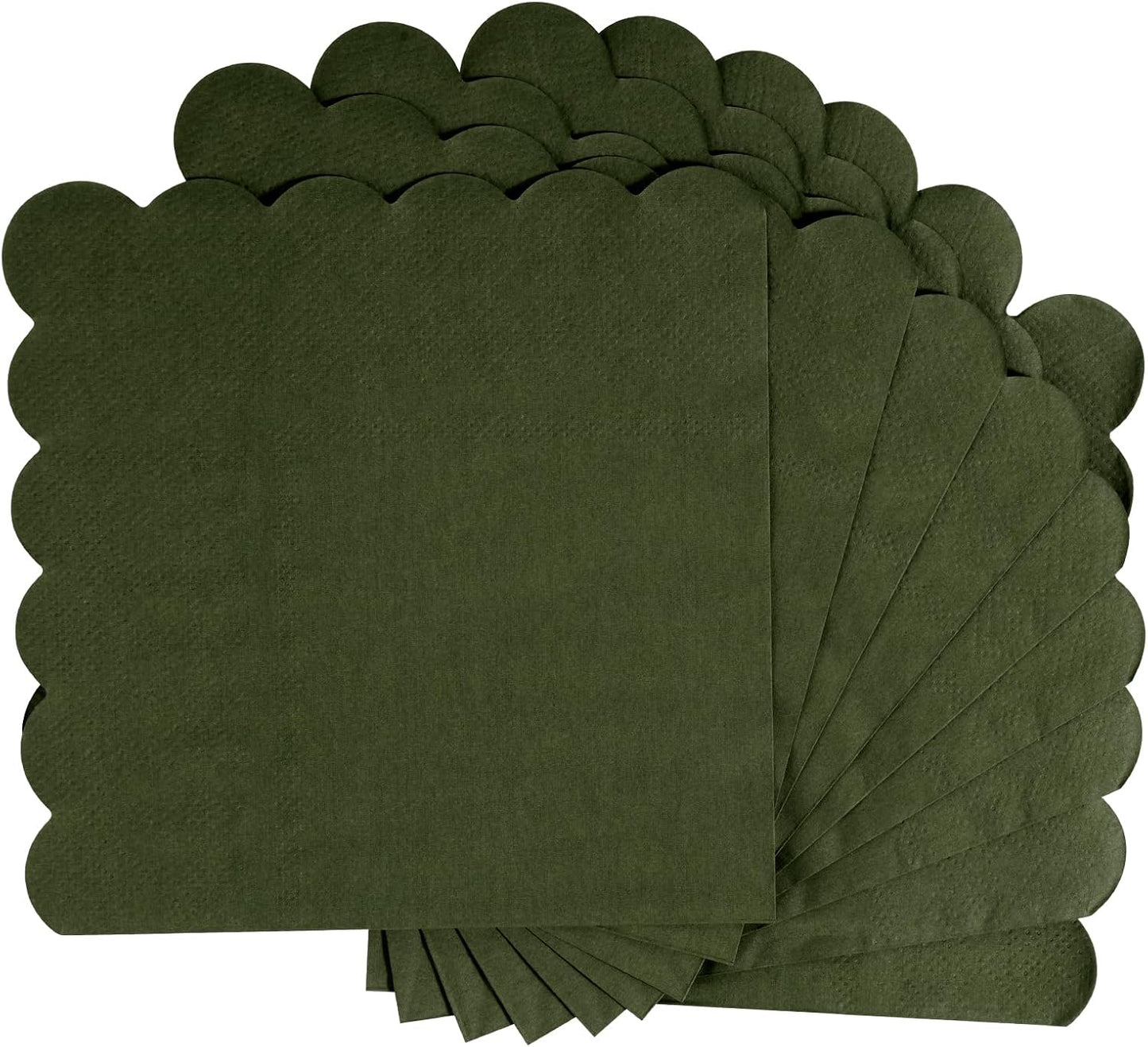 100 Pcs Cocktail Napkins, 2-Ply 5 x 5 Inches Disposable Scalloped Napkins, Thick Premium Dessert Napkins for Party, Wedding, Dinner, Birthday, Anniversary, Festival (Sage Green)