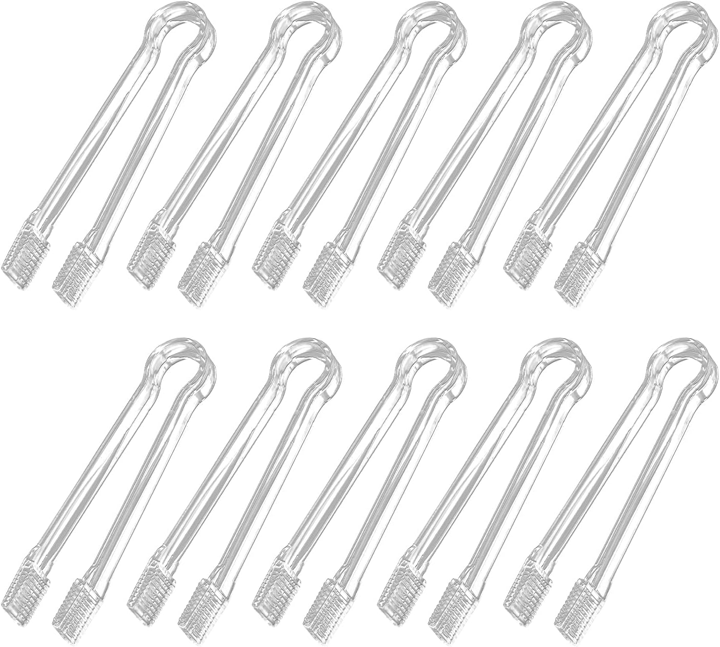 10 Pcs Plastic Buffet Serving Tongs, Clear Kitchen Tongs Mini Serving Utensil Tongs for Food Ice Salad Buffet Barbecue Cookies, 6.3 Inches
