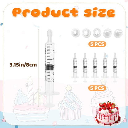 5PCS Mini Piping Tips with 5 Cylinder Tiny Cake Modeling Piping Tool, Mini Cake Decorating Tips Clay Nozzles Hand Decorating Pastry Tip for DIY Miniature Cakes Model, Miniatures Landscape Crafts Decor