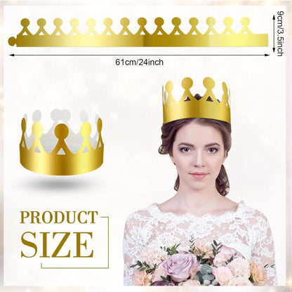Crtiin 200 Pcs Gold Paper Crowns Bulk King Crown Princess Hats for Birthday Celebration Party Supplies