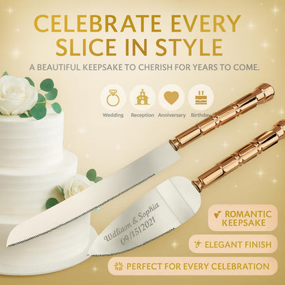 GIFTS INFINITY Personalized Wedding Cake Knife and Server Set with Engraving – Cake Cutting Utensil Set, Keepsake Gift for Wedding, Anniversary, Reception, Birthday & Other Occasions (CH-101WB)