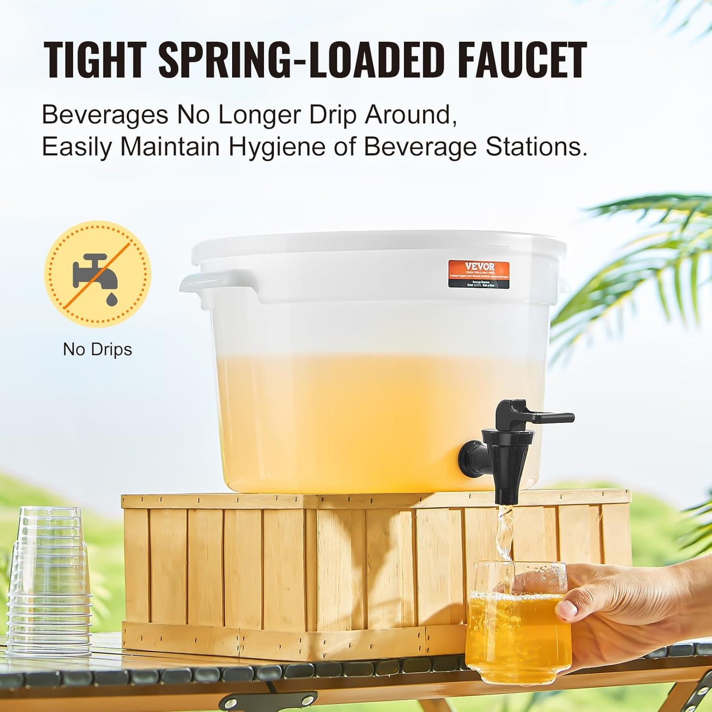 VEVOR Beverage Dispenser, 5 Gallon *2 Drink Dispensers for Parties, Plastic Juice Dispenser with Spigot and Lid, Iced Tea Lemonade Juice Water Dispenser, for Restaurants, Hotels, Parties, 2 Pack