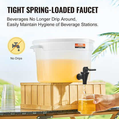 VEVOR Beverage Dispenser, 5 Gallon *2 Drink Dispensers for Parties, Plastic Juice Dispenser with Spigot and Lid, Iced Tea Lemonade Juice Water Dispenser, for Restaurants, Hotels, Parties, 2 Pack