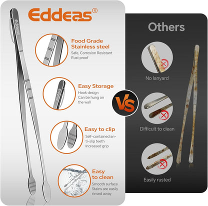 EDDEAS 12 PCS Small Serving Tongs, 4.3" Mini Gold Tongs, Gold Kitchen Tongs for Serving Food, Coffee Bar, Tea Party, Desserts Party and Ice Bucket