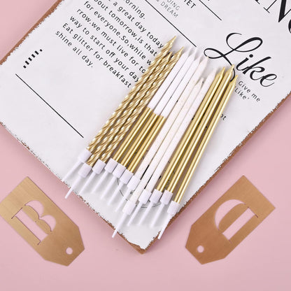 PHD CAKE Champagne Gold Long Thin Metallic Birthday Candles, Cake Candles, Birthday Parties, Wedding Decorations, Party Candles