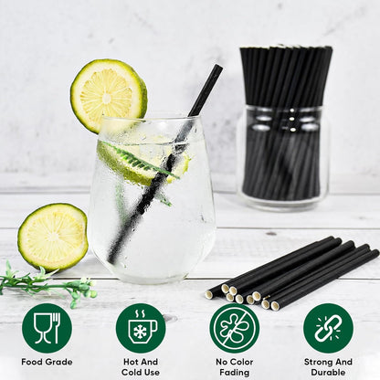 5.75 inch Orange Paper Cocktail Straws, Short Disposable Drinking Straws 500 Counts, Unwrapped - Compostable