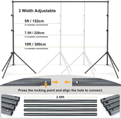 LINCO Lincostore Backdrop Support Stand Kit 10x6.5ft Adjustable Photography Studio Photo Background Support System with Carrying Bag for Green Screen Muslin, 4171 (10ft Wide ft high)
