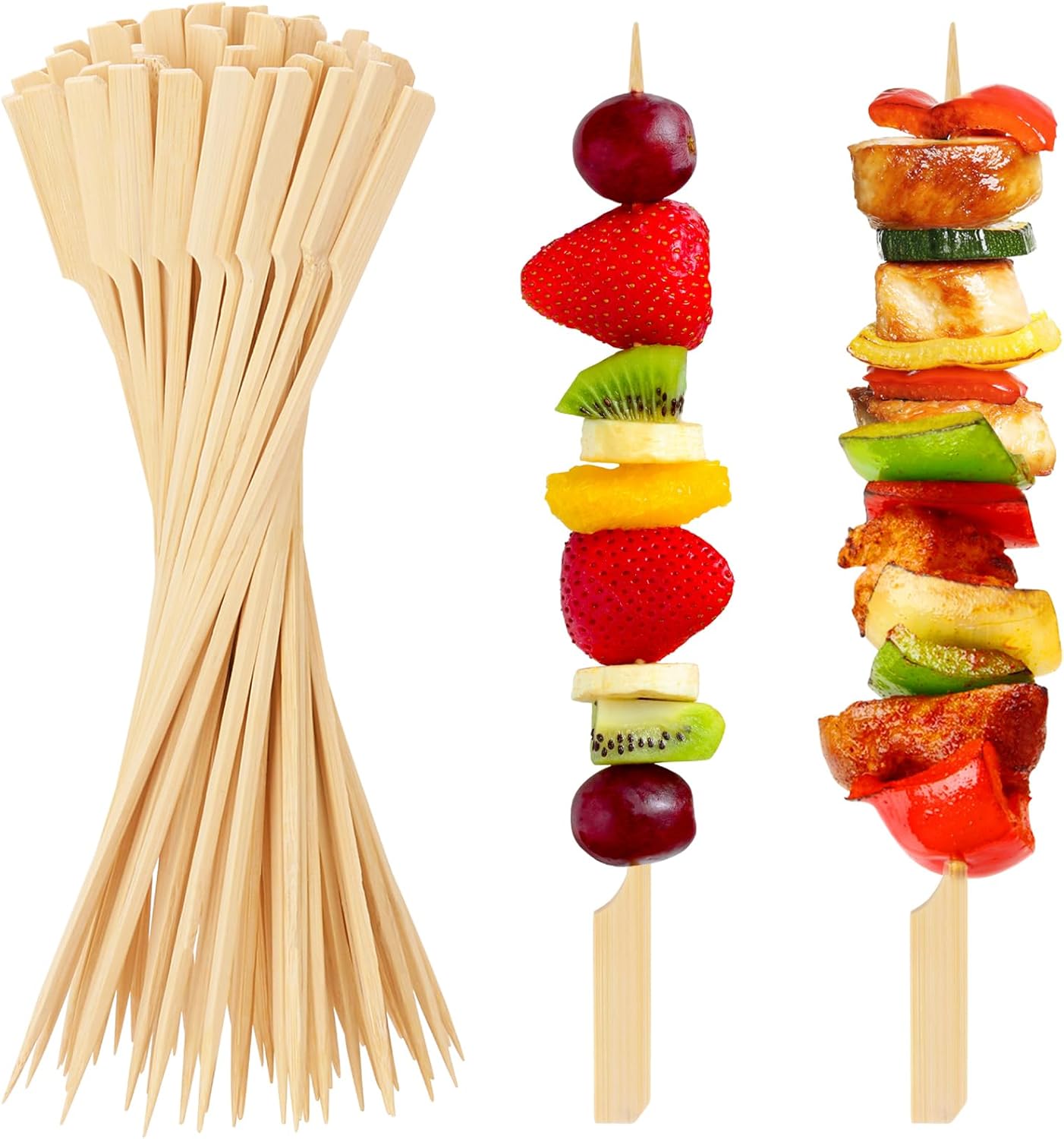 300PCS Cocktail Picks Bamboo Skewers for Appetizers, FATLODA Paddle Wooden Skewers, Fancy Flat Toothpicks for Appetizers, 4.7 IN Bamboo Sticks for Party Sandwich Fruit Charcuterie Boards Accessories