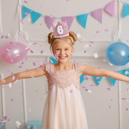 Rainbow Crown - 4th Birthday Party Glitter Crown, Kids Birthday Hats, Baby Photo Props, Little Girls Hair Accessories